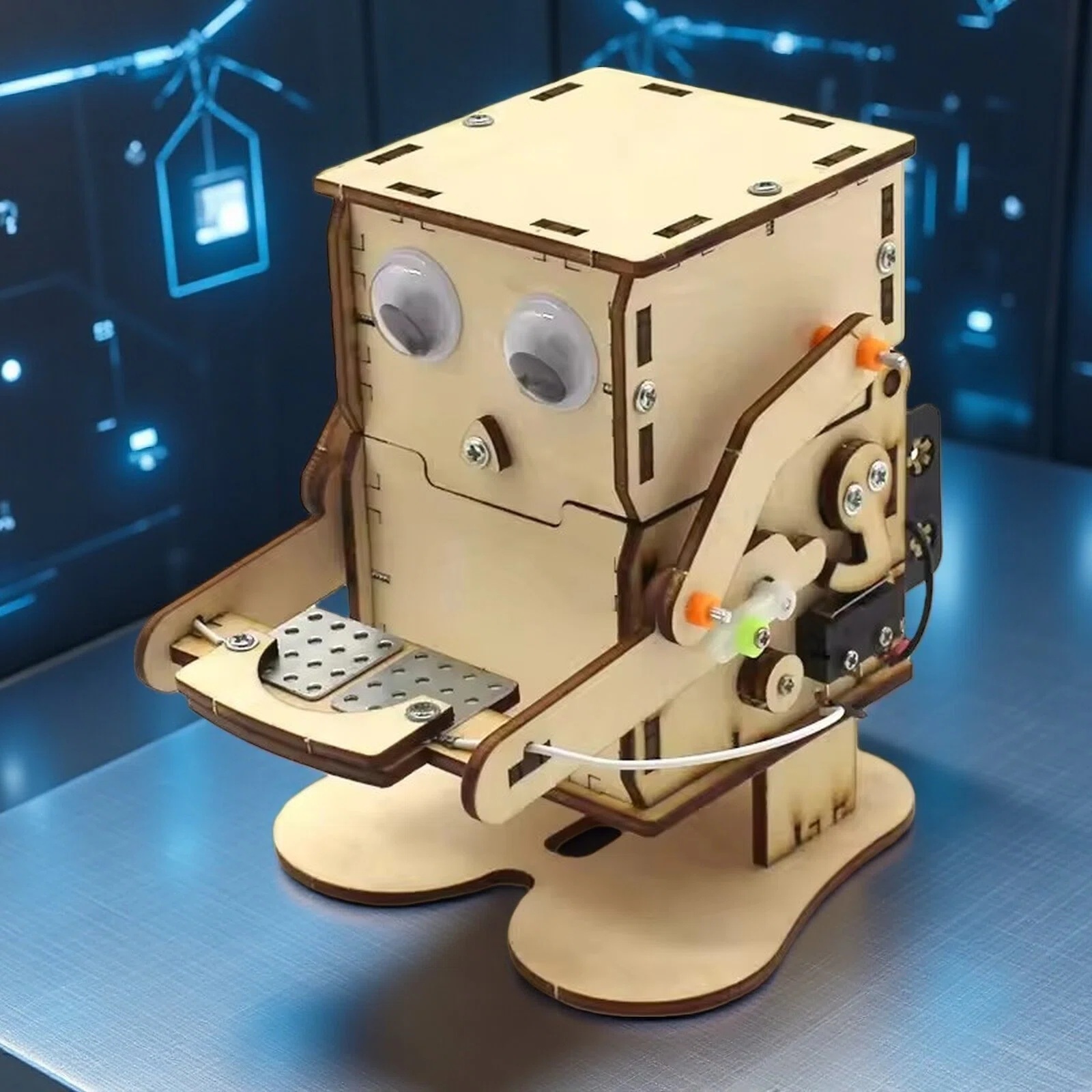 Model Kit Wood - Model Robot Pemakan Koin DIY Perakitan