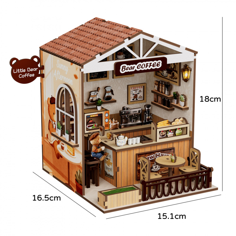 Kit Kedai Kopi Rumah Miniatur  - Model Kit Wood ulasan dan harga
