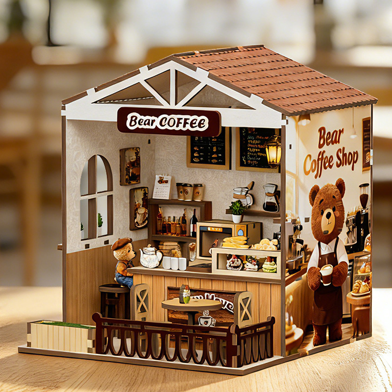 Kit Kedai Kopi Rumah Miniatur  - Model Kit Wood ulasan dan harga
