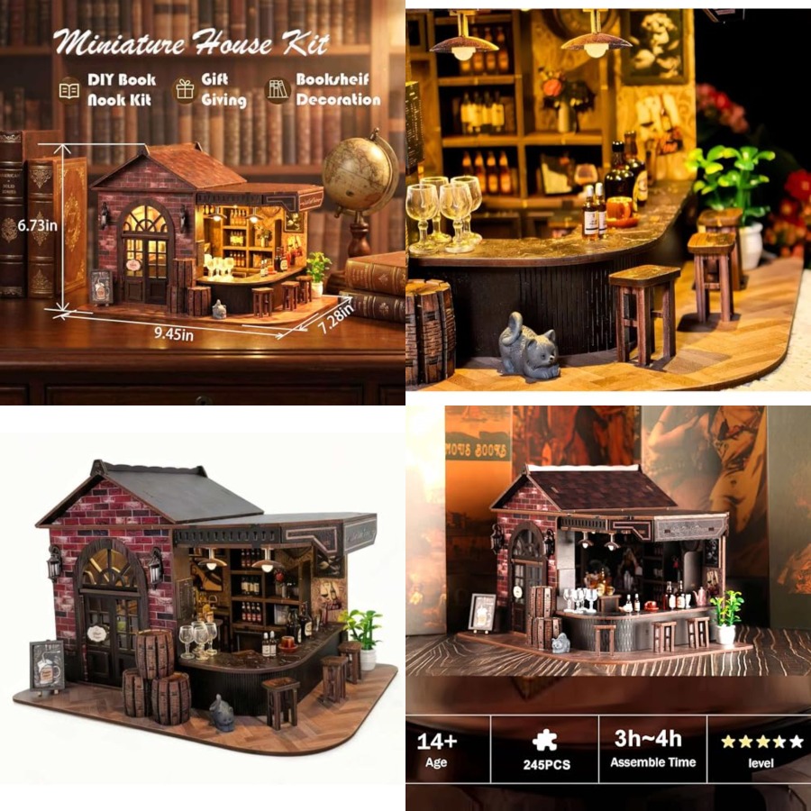 Kit Book Nook, Rumah Boneka Mi - Model Kit Wood ulasan dan harga